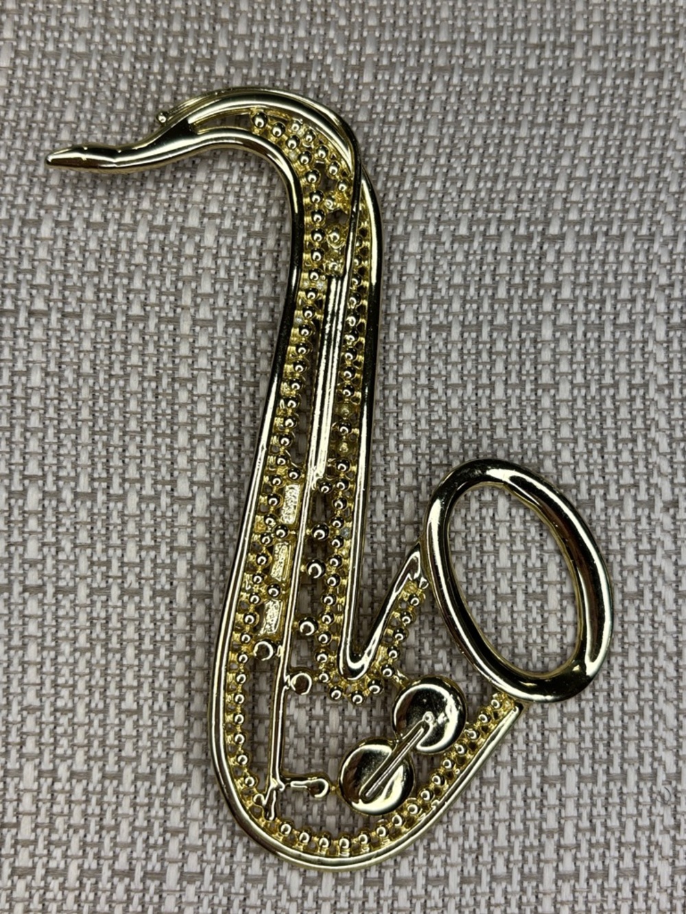 Vintage Gold Saxophone Pin Brooch